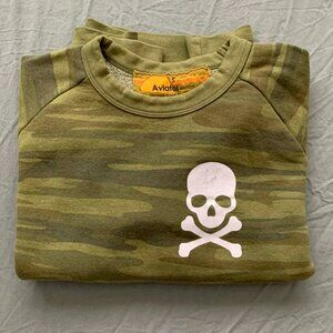 Aviator Nation SoulCycle Crew Sweatshirt Camo Skull Print